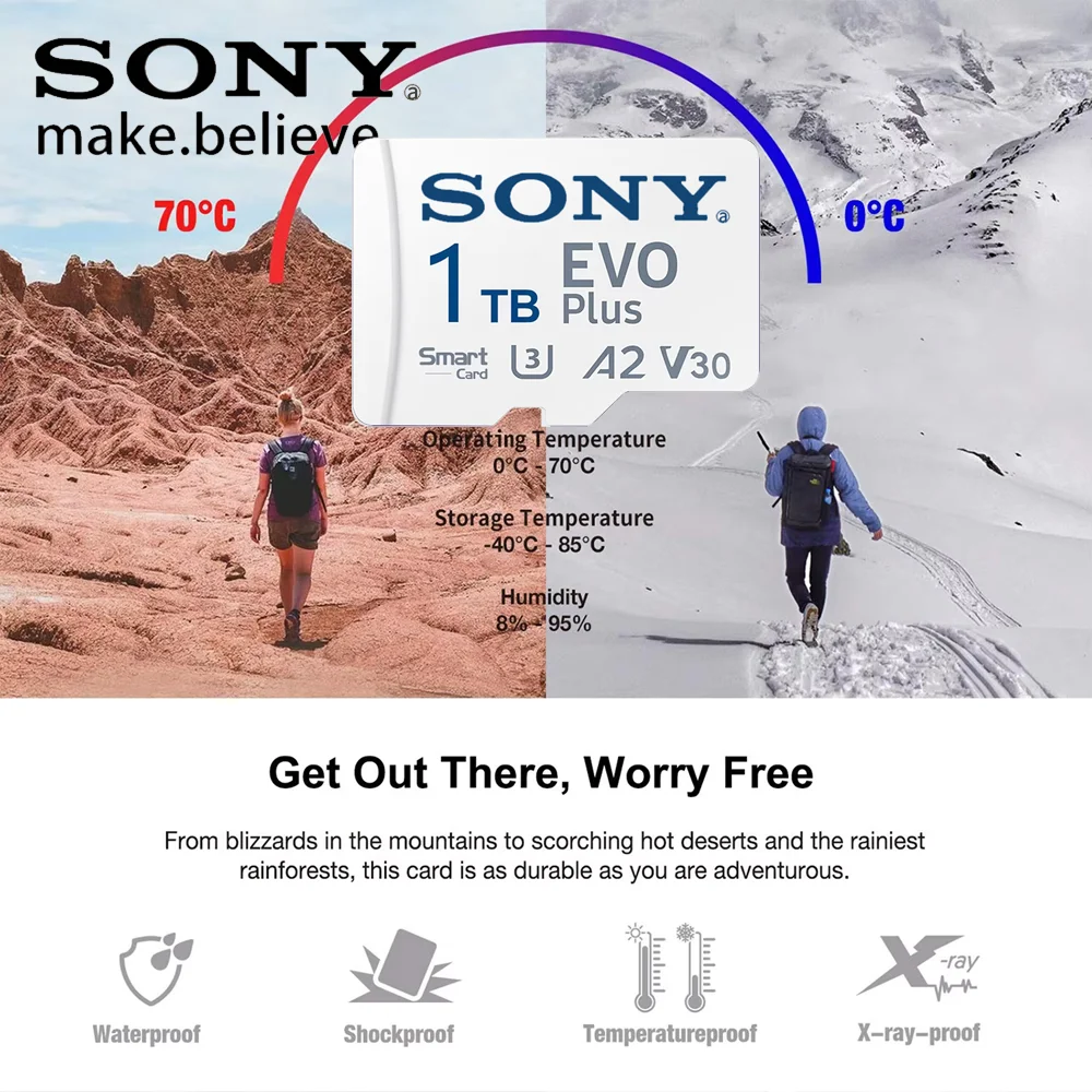 بطاقة ذاكرة SONY EVO PLUS Micro SD سعة 2 تيرابايت وسعة 1 تيرابايت مع محول - قراءة بسرعة تصل إلى 100 ميجابايت/ثانية U3 V30 TF لبطاقة الكاميرات بدون طيار #4