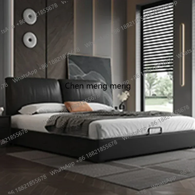 B182 Leather Soft Bed Headboards Design Sleeping Princess Floor Sun Modern Japanese Wooden Beauty Bed Full Muebles Hotel Furnitu