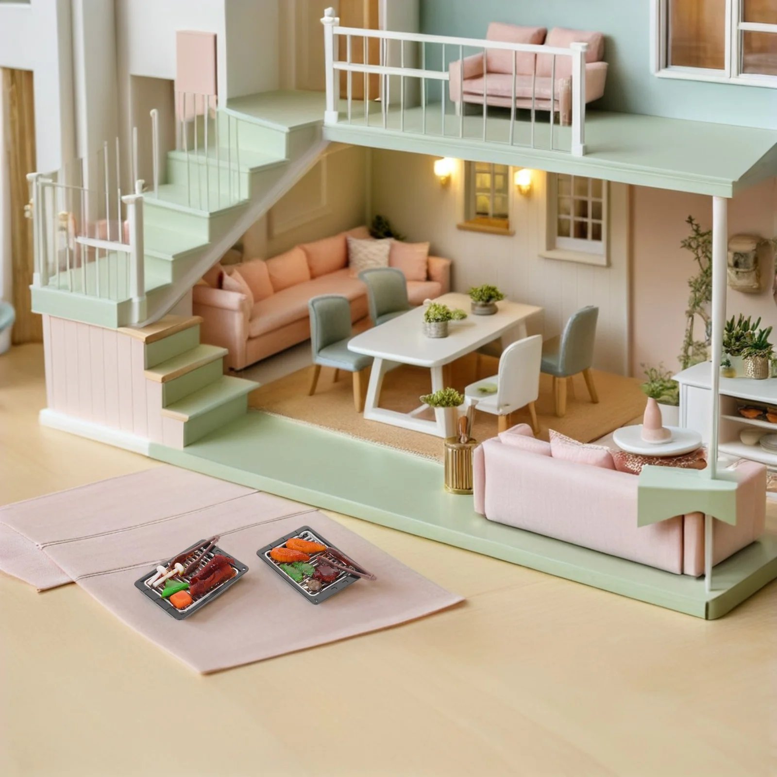 

6Pcs Mini Bbq Grill Play Set Kitchen Food Pretend Barbecue Artificial Display Props Party Food Decor Play Barbecue Toy Grill