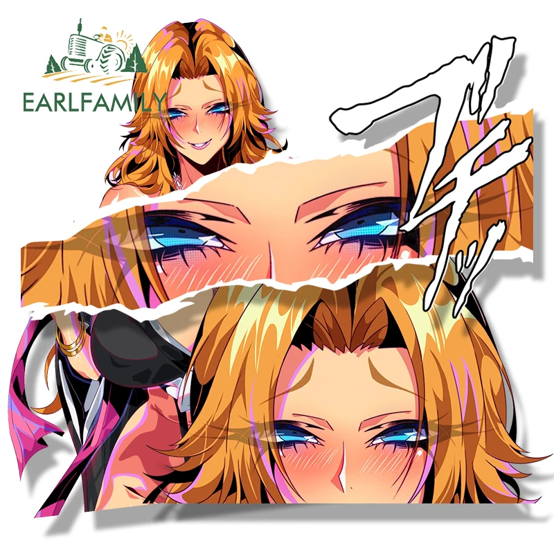 

EARLFAMILY Oppai Rangiku Matsumoto Fanart Car Sticker Hot Anime Bleach NSFW Waifu Sketch Decal JDM Graffiti Helmet Peek Stickers