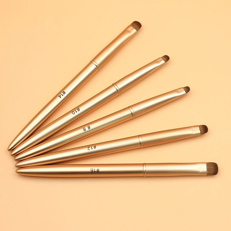 แปรงทำเล็บอะคริลิค Kolinsky สำหรับวาดลายเพชร ทาสีเจล ด้ามโลหะสีทองด้าน