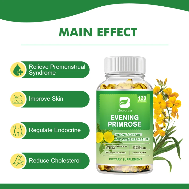 Evening Primrose Oil Capsules Immunity For Women Hormone Balance Clear Skin Beauty Female Reproductive Fitness