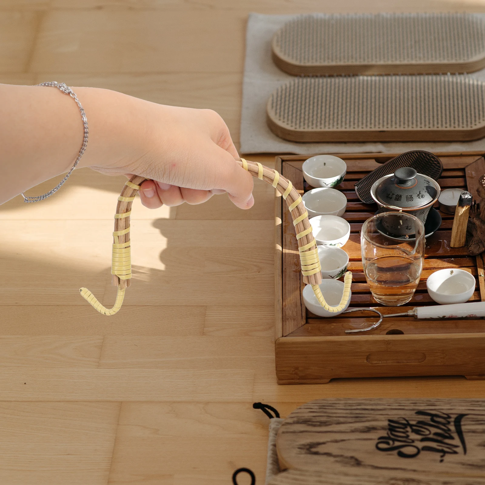 

Teapot Handle Woven Replacement Ceramic Wood Plastic Practical Accessories Decorative Kettle Long Lasting Heat