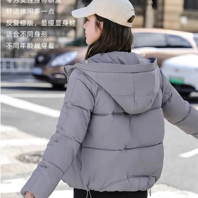 New 2024 Down Short Cotton Jacket Parkas Women\'s Autumn Winter Korean Version Loose Hooded Thick Coat Cotton Coat Female