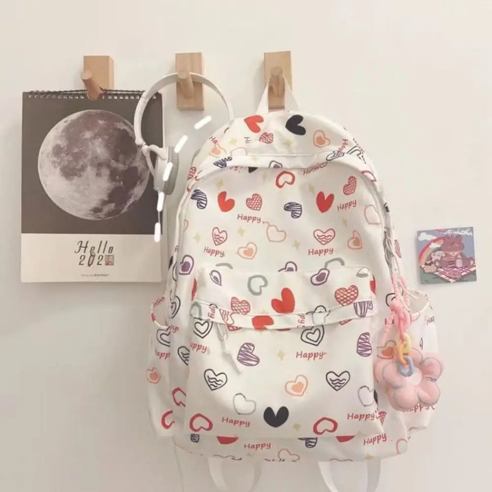 Large Capacity Shoulder Bag Cartoon Print Lightweight Rucksack Wear-resistant Student Schoolbag Travel Laptop Rucksack