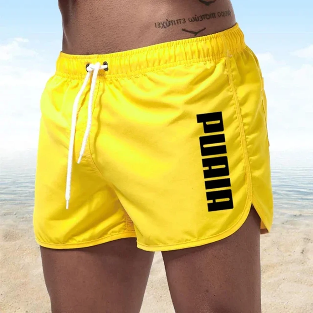 Men's beach shorts comfortable quick drying pants drawstring swimming pants fashionable and casual beach surfing pants