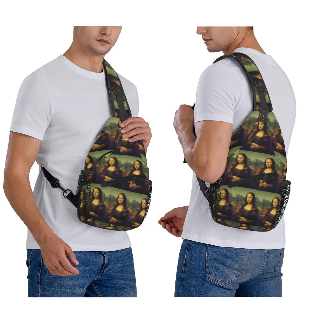 

Мона Лиза от Леонардо да Винчи нагрудная сумка мужской рюкзак через плечо на слинге нагрудная сумка дорожный походный рюкзак сумка на плечо