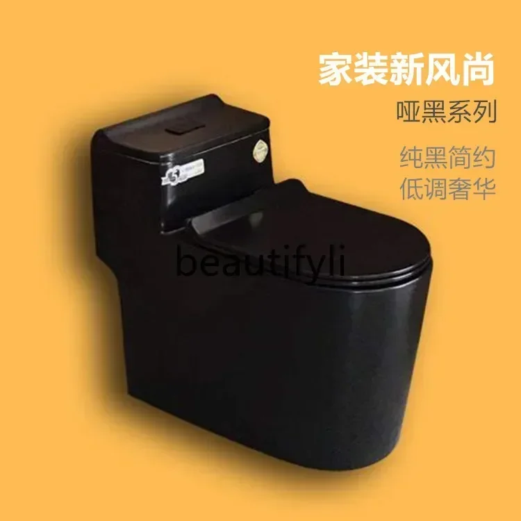 matte black personalized toilet, adult household toilet, ceramic siphon deodorant creative toilet