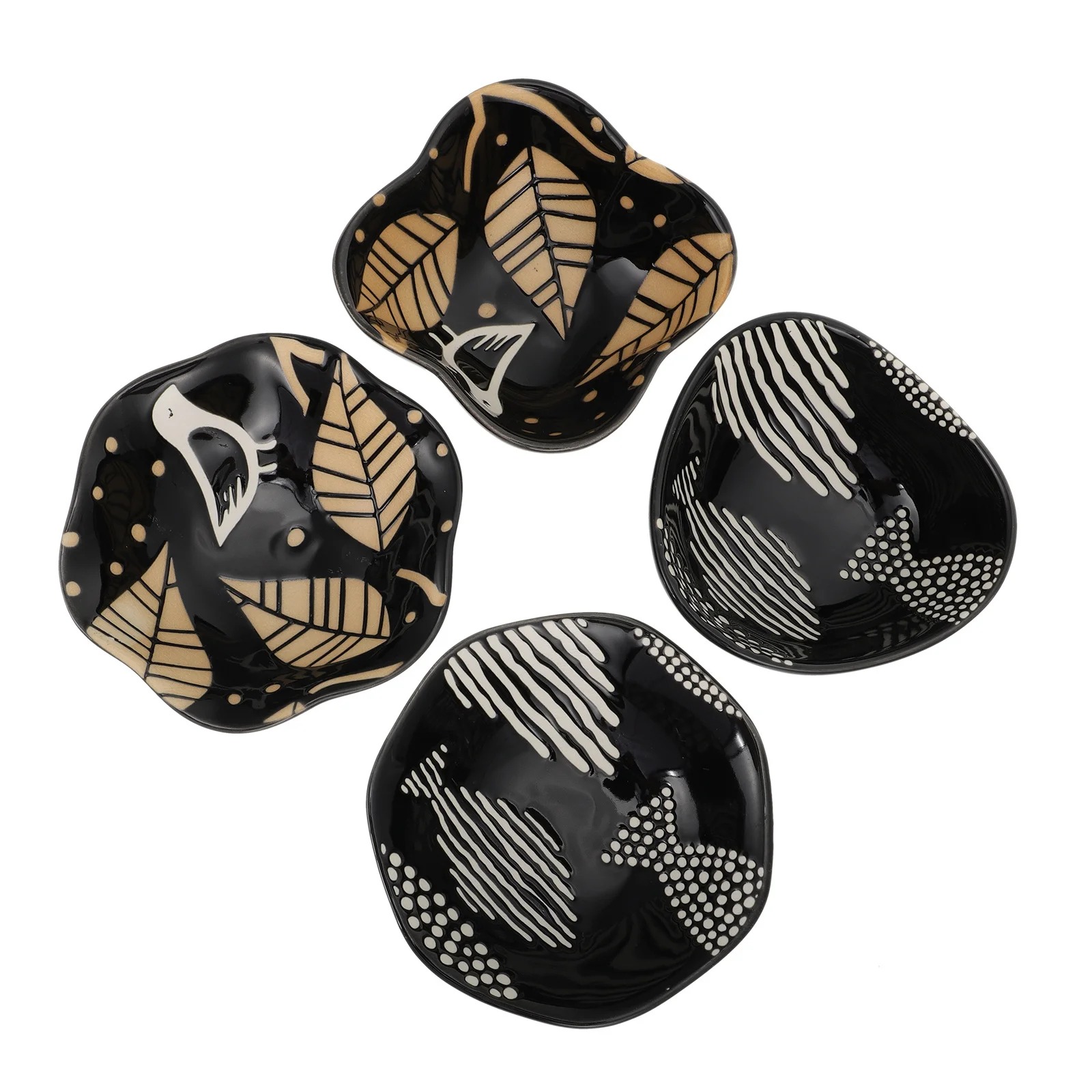 

4Pcs Ceramic Condiment Dishes Highquality Ecofriendly Material Simple Design Stable Bottom Multifunctional Sauce