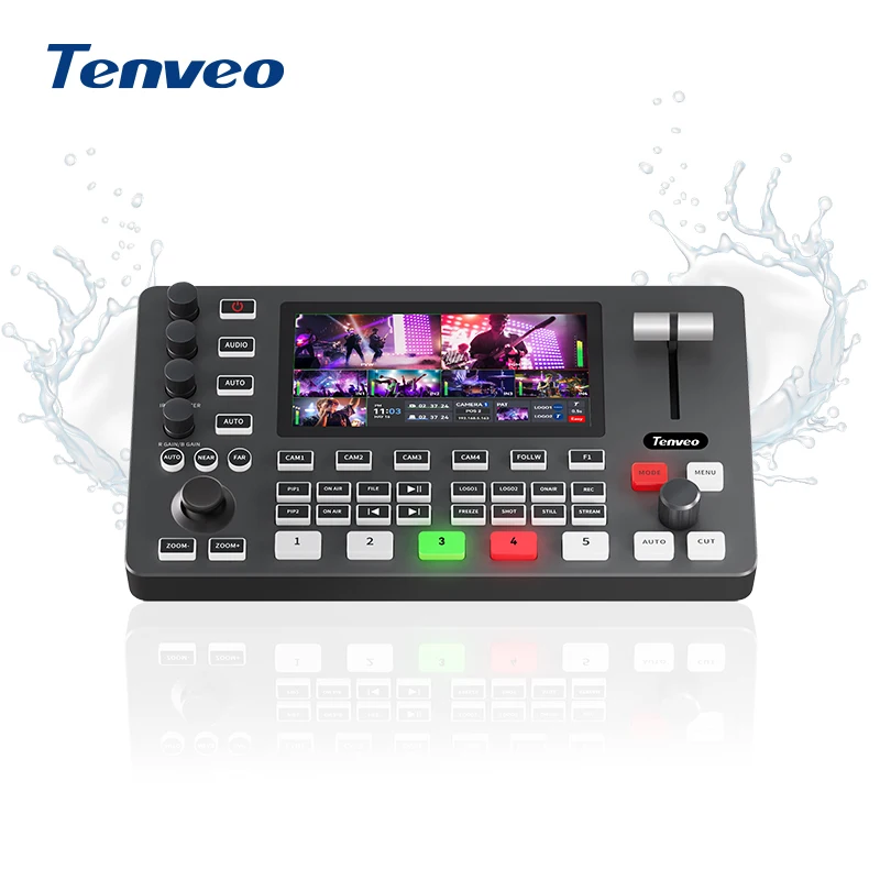 TENVEO PC500 OEM ODM Live Streaming Video Switcher 1080P60 4 Inputs HDMI/SDI HDMI 2.0 Multi-View NDI RTMP SRT Protocols