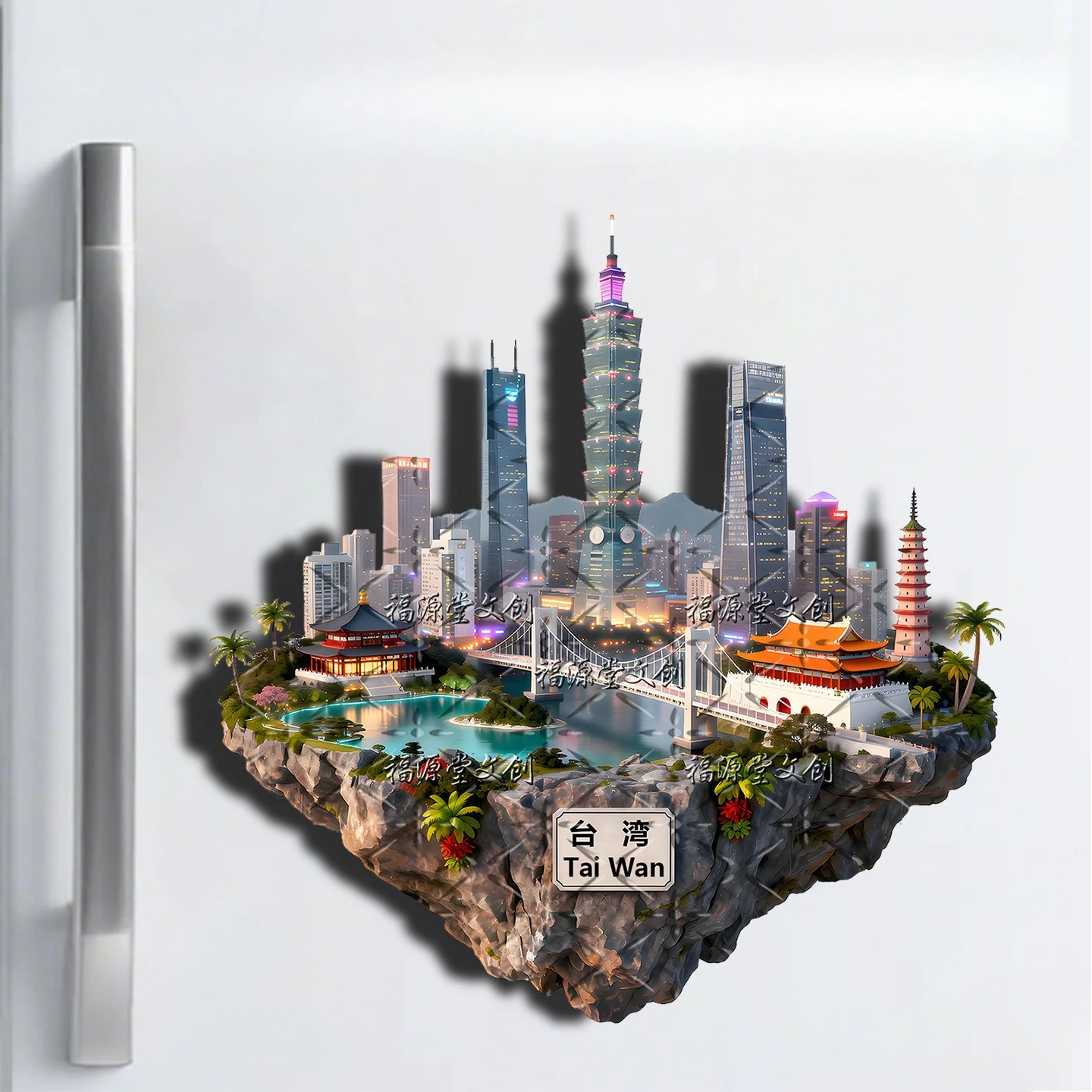 China Taiwan Metal Magnetic Fridge Magnet, Cultural Creative Toy Tourist Souvenir Collectible Gift
