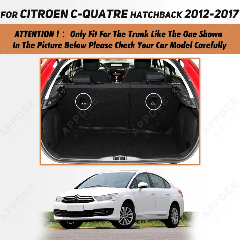 Full Coverage Trunk Mat For Citroen C-Quatre Hatchback 2012-2017 16 15 14 13 Car Boot Cover Pad Interior Protector Accessories