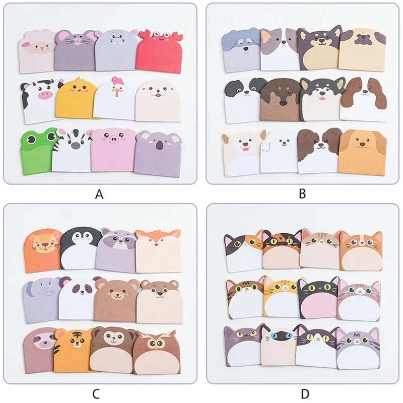 240pcs Lovely Animal Shaped Blank Sticky Cartoon Cute Cat Notes Note Cards Note Paper Memo Pad School Office Stationery Supplies view 3