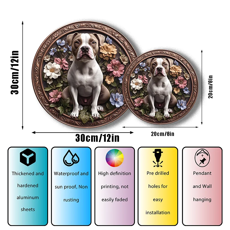 Adornos de aluminio personalizables para mascotas, pinturas circulares de American Staffordshire Terrier, piedras preciosas únicas de recuerdo para mascotas