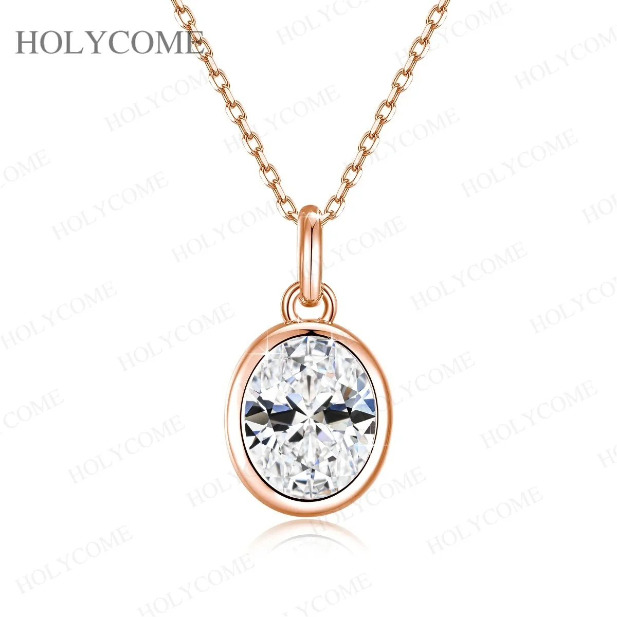 3 Karat Ovaler Moissanit-Anhänger Halskette für Damen, 925 Sterling Silber Solitär-Choker, Jubiläum, Verlobung, Party – Detail 5