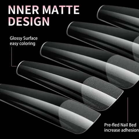 लक्ज़री नकली नाखून टिप्स सॉफ्ट जेल फिंगरटिप सेमी-मैट कैप्सूल बादाम फ्रेंच कॉफिन फुल कवर कृत्रिम नकली नाखून एक्सटेंशन 10 best sales पूर्ण कवर नाखून - №6