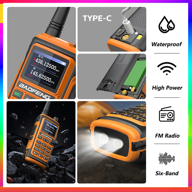 Baofeng UV-17 Pro Max GPS Air Band Six-Band VHF UHF Type C Charging Walkie Talkie Baofeng 999 Channels Two Way Radio UV17 Pro FM