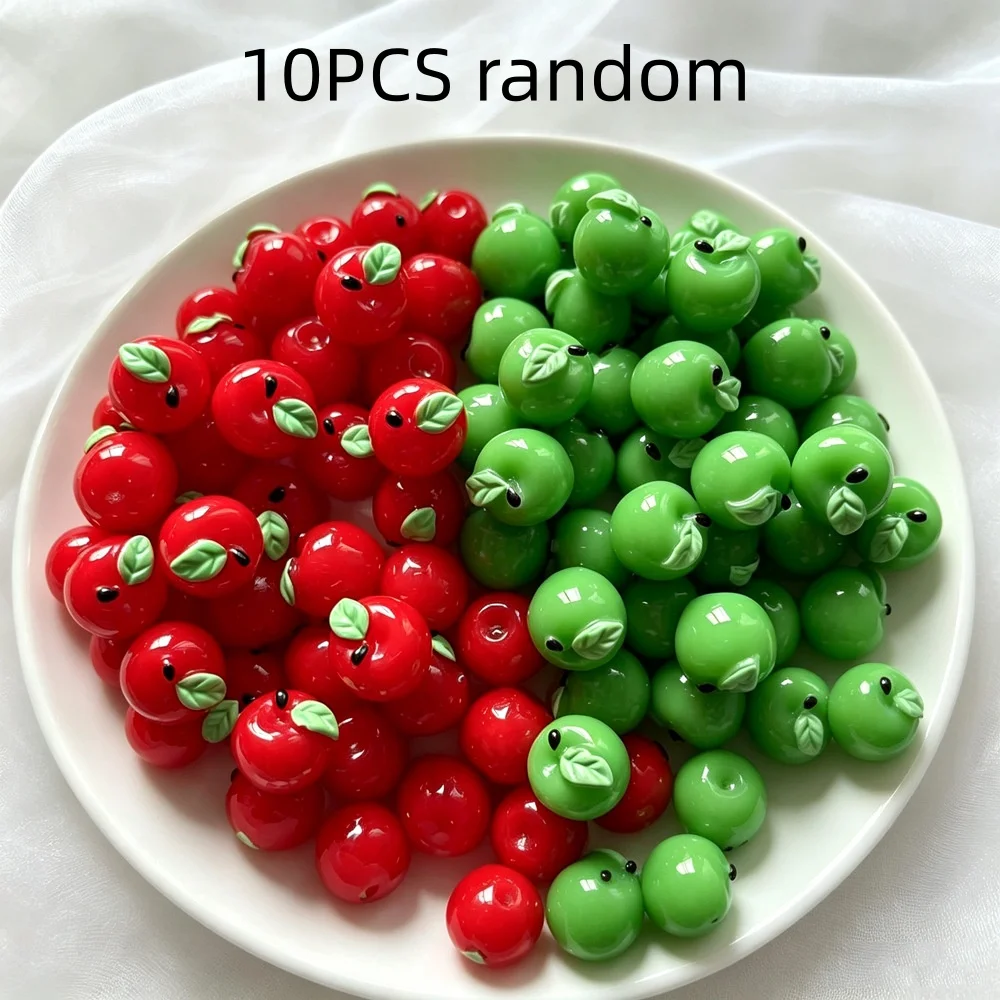 10PCS Christmas Peace Fruit Simulation Food and Play Ornament, 3D Blue and Red Apple Handmade DIY Keychain Resin Accessories