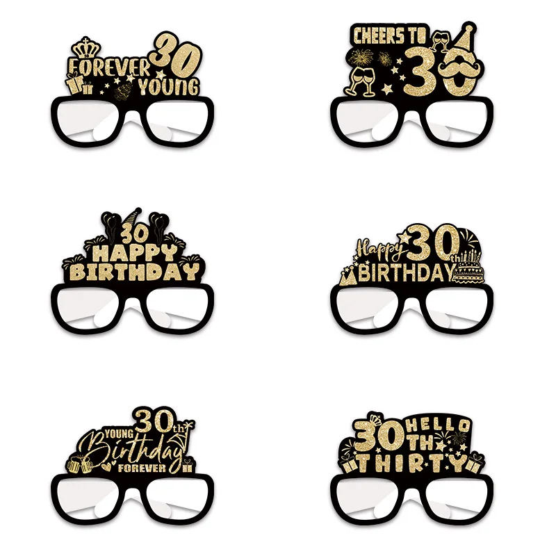 6Pcs/set 18 21 30 40 50 60 70 And 80 Year Old Paper 3D Glasses Birthday Party Carnival Decoration Products Series