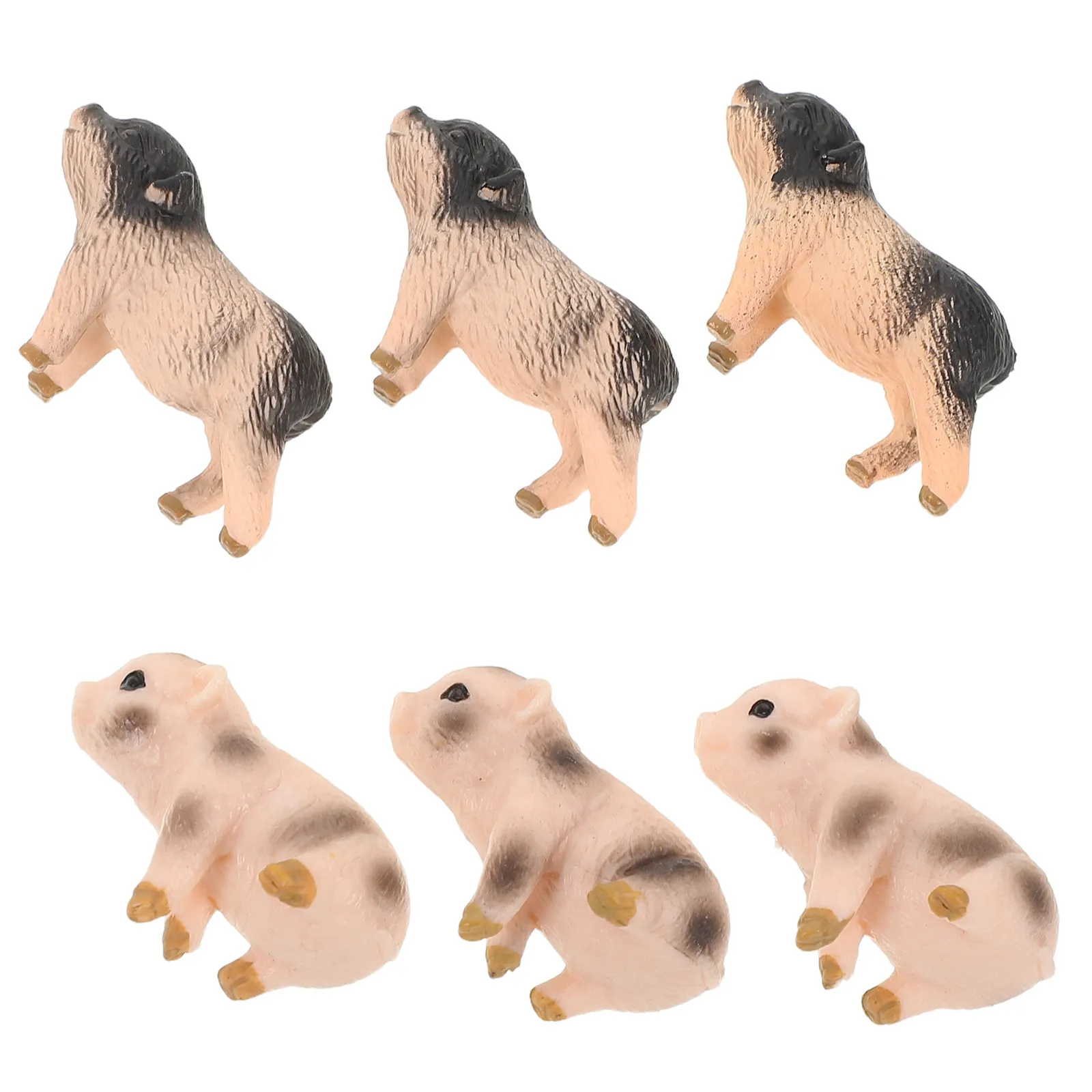 

6Pcs Realistic Pig Miniatures Hand-Painted Solid Resin Decorative Farm Animal Playset Educational Mini Pig Sculpture Fairy
