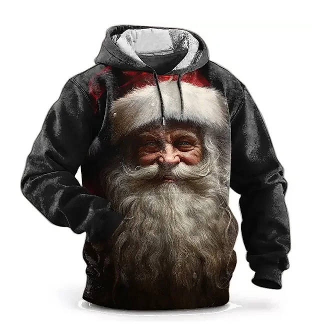 Chrismas Men's Hoodie Print Sweatshirts For Men Harajuku Hooded Shirt Pullover Casual Clothes Streetwear Top Men's Clothing