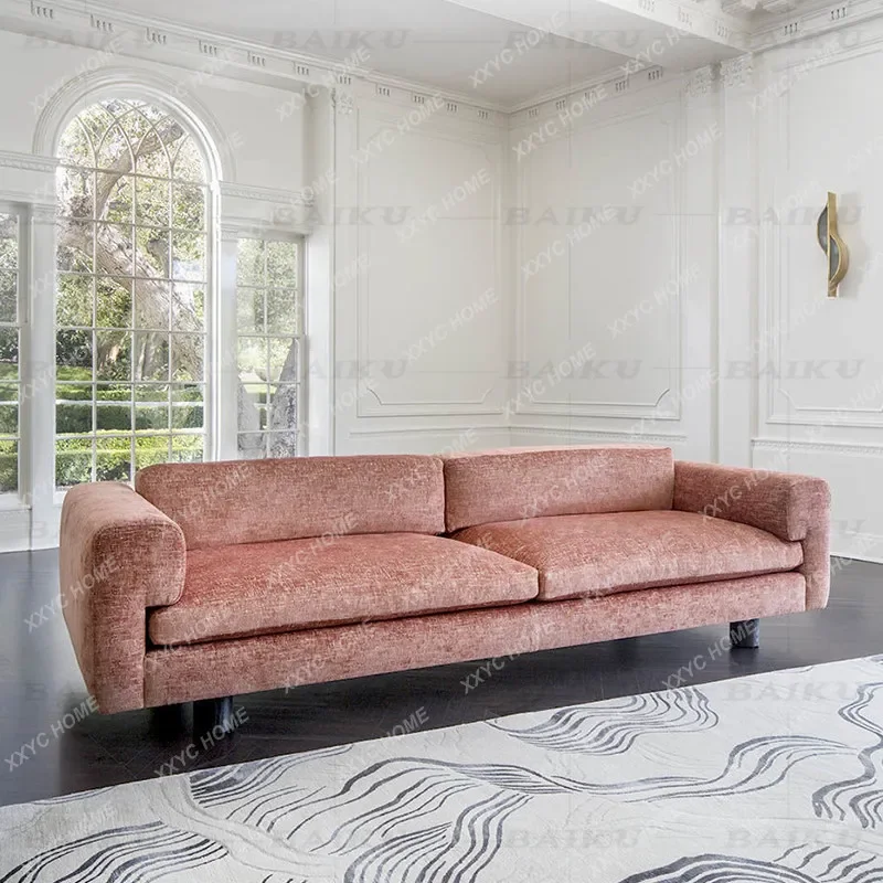 L simple striped multi-seat small apartment living room inline fabric sofa high-end model room