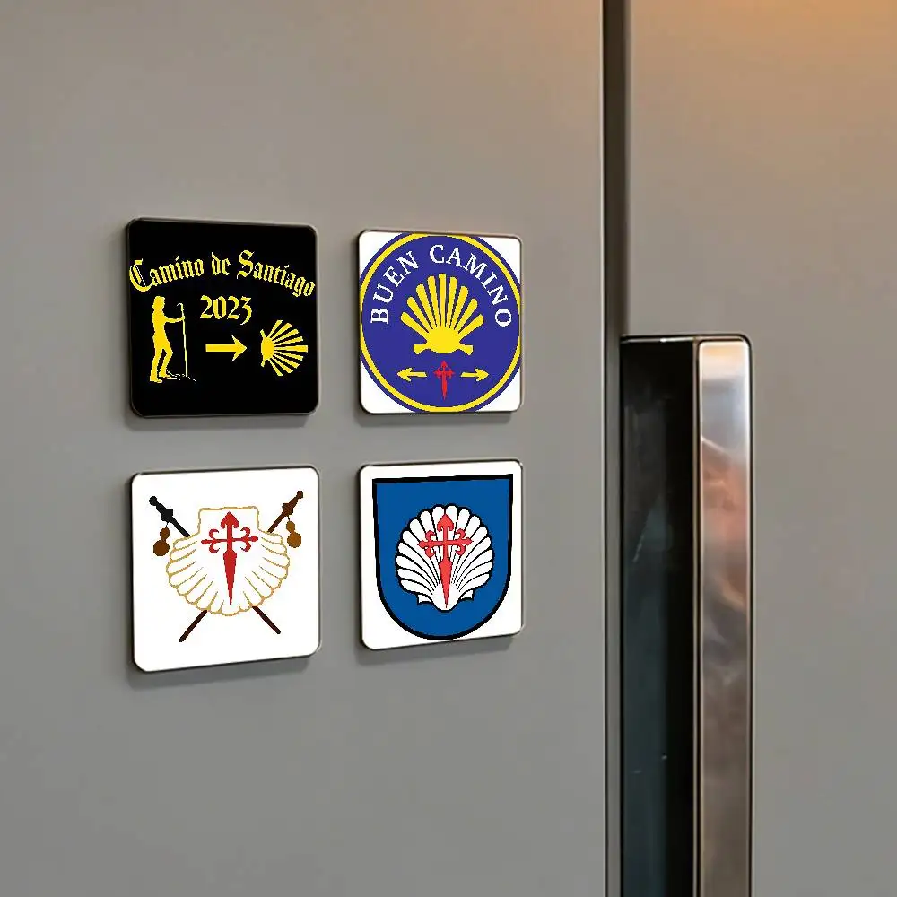 Yellow Camino De Santiago Scallop Refrigerator Magnets  Fridge Magnet Square Shape Fridge Refrigerator Wall Door Decoration