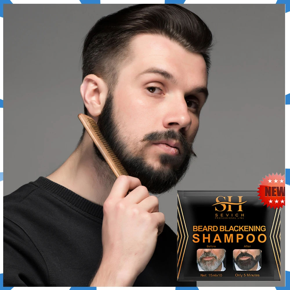 Natural Men\'s Beard Dye Shampoo Instant Colouring Five Minutes Tint Cream Moustache Blackening Mild Formula Daily Salon