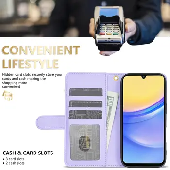 Peněženka Malá Vůně Zip Slot Karet Magnetický Flip Kožený Kryt pro Samsung Galaxy A06 A13 A14 A15 A16 A34 A35 A52 A53 A54 A55 8 nejlepší prodej Flipový kryt pro Samsung A15 - №8