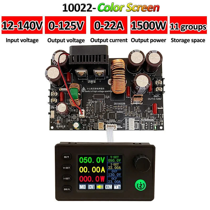 ZK-10022 CNC Step-Down DC verstelbare gestabiliseerde spanningsvoeding 0-125V 22A 1500W constante spanning constante stroommodule