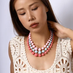 Fashion Candy Colors Handmade Beads Necklace for Women Girls Best Friends Party Holiday Jewelry Gifts