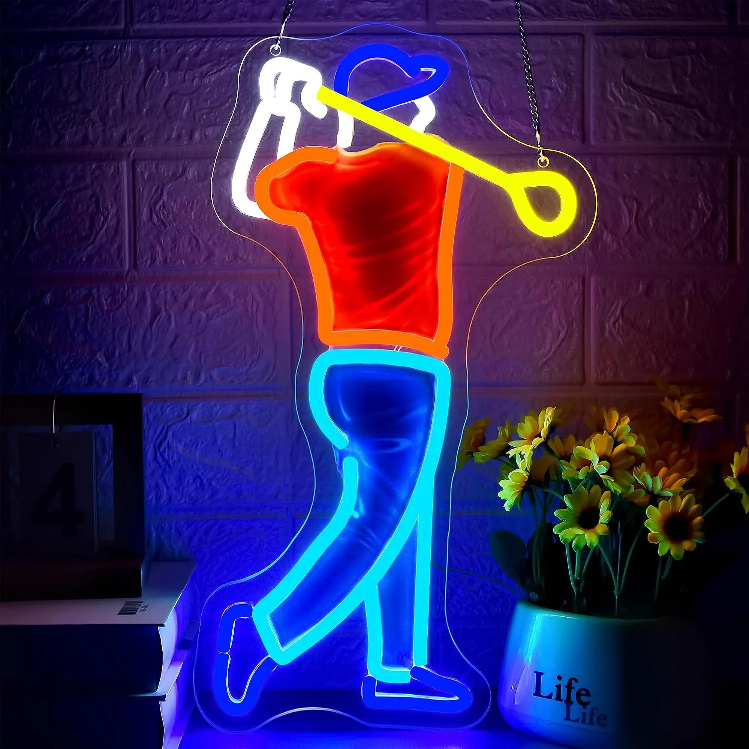 Golfer Swing Neon Sign USB Powered LED Neon Light Art Wall Decor Golf Club Man Cave Bedroom Sport Club Night Lamp Birthday Gift