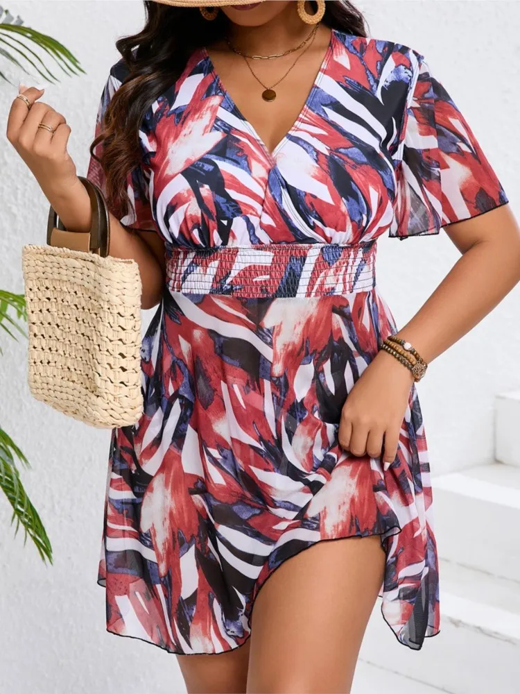 

L-5XL плюс размер бикини с высокой талией женский пуш-ап большой купальник 2026 летний Mujer купальник с контролем живота комплекты бикини