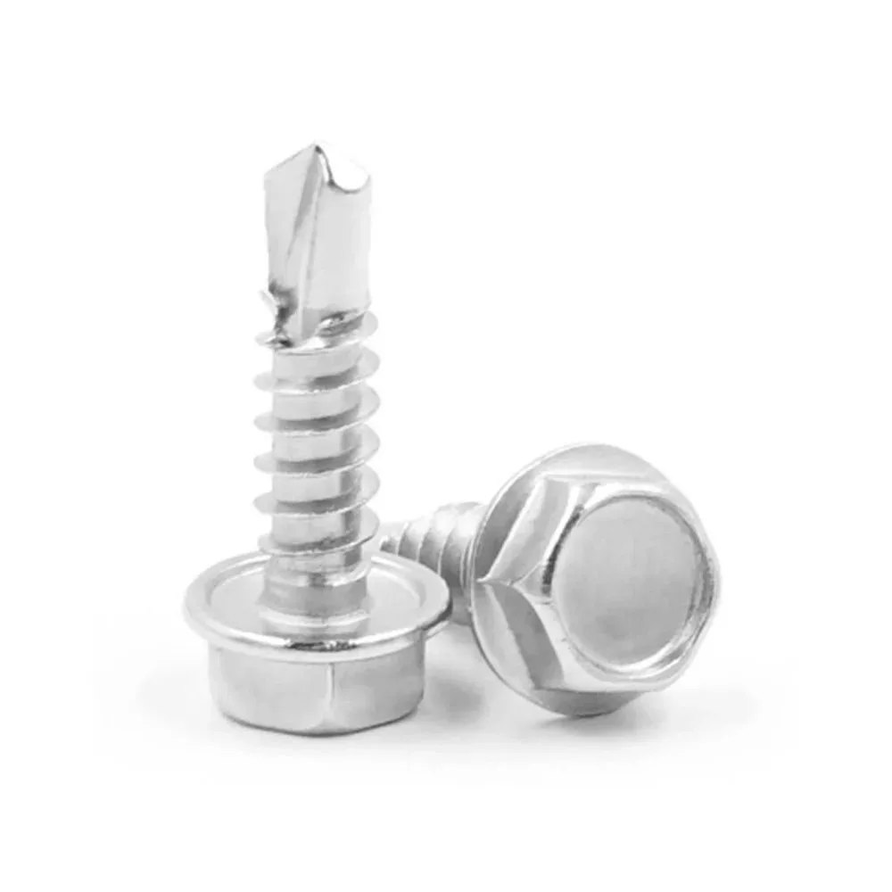 DIN7504K 316/410 Stainless Steel M4.2 M4.8 M5.5 M6.3 Hexagon Hex Head Flange Self-Tapping Drill Tail Screws with Collar