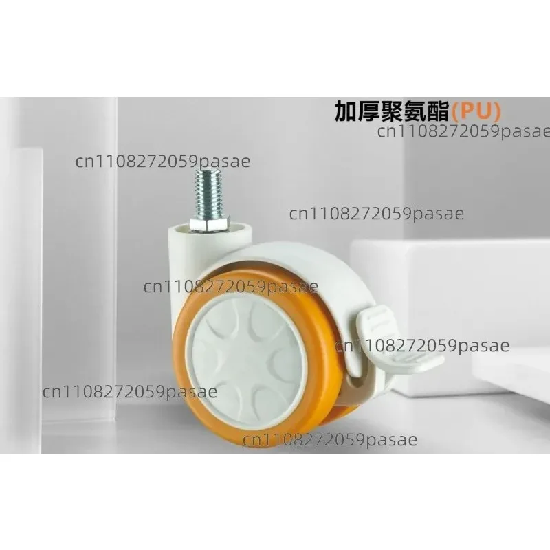 1.5-inch Wear-resistant Swivel Casters with Threaded Shafts, Orange, Made of PU Material To Prevent Floor Scratches