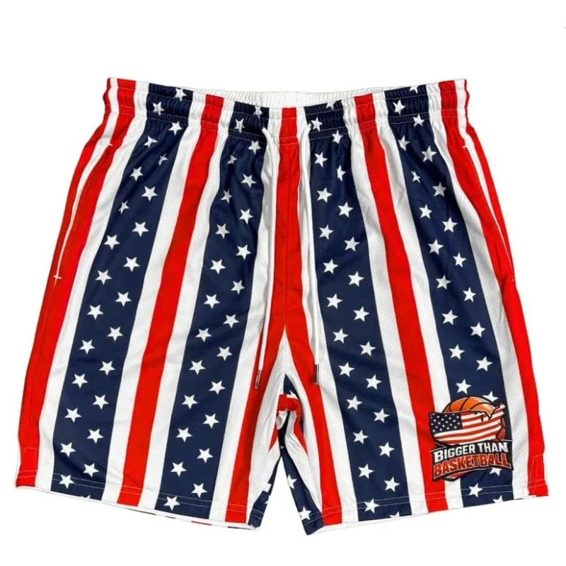 2026 Summer New American Retro American Flag Star Stripe Print Shorts, Unisex, Y2K Street Style, Sports Shorts, Family Matching