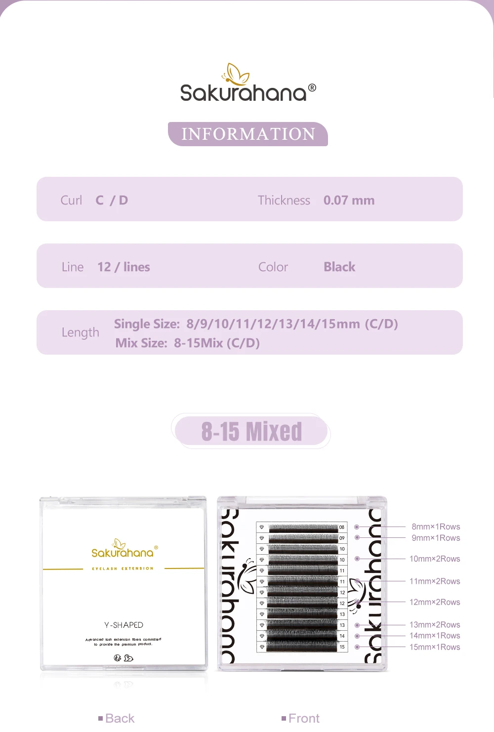 SAKURAHANA 2D YY Wimpern Doppelspitzen Vorgefertigte Volumenfächer Y-Form Künstliche Wimpern Leichte Wimpernverlängerungen Einzelspitzen 2D Y – Detail 3