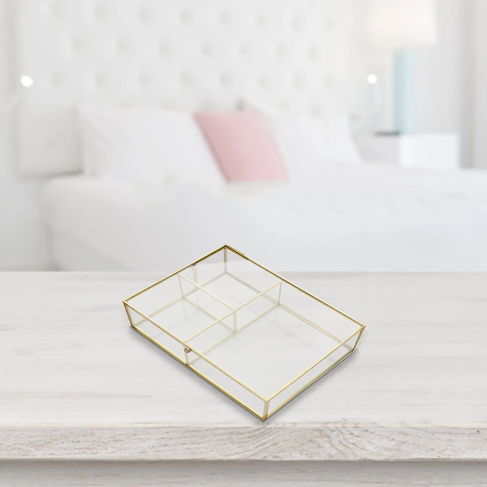 

Стеклянная шкатулка для украшений, настольный демонстрационный футляр для аксессуаров: ожерелий, серег, браслетов, брошей, заколок для волос, свадебных подарков, косметики