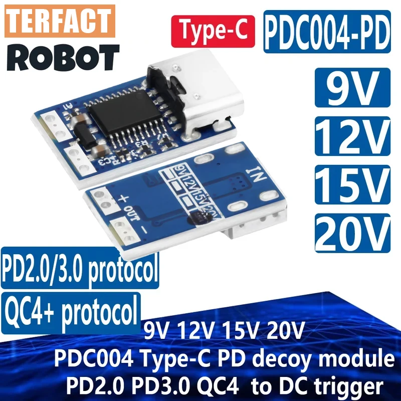 1~10PCS Type-C PD decoy module PD2.0 PD3.0 to DC DC trigger extension cable charger 9V 12V 15V 20V Fast Quick Charger PDC004