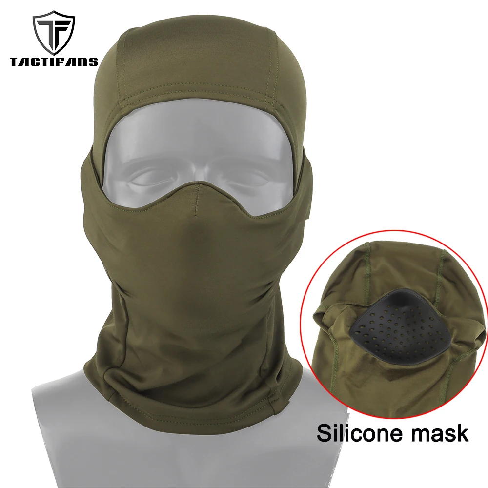 Outdoor Silicone Mask Tactical Half Face Head Cover Breathable&Soft Windproof Sunscreen Riding Hunting Airsoft Headwear Hood