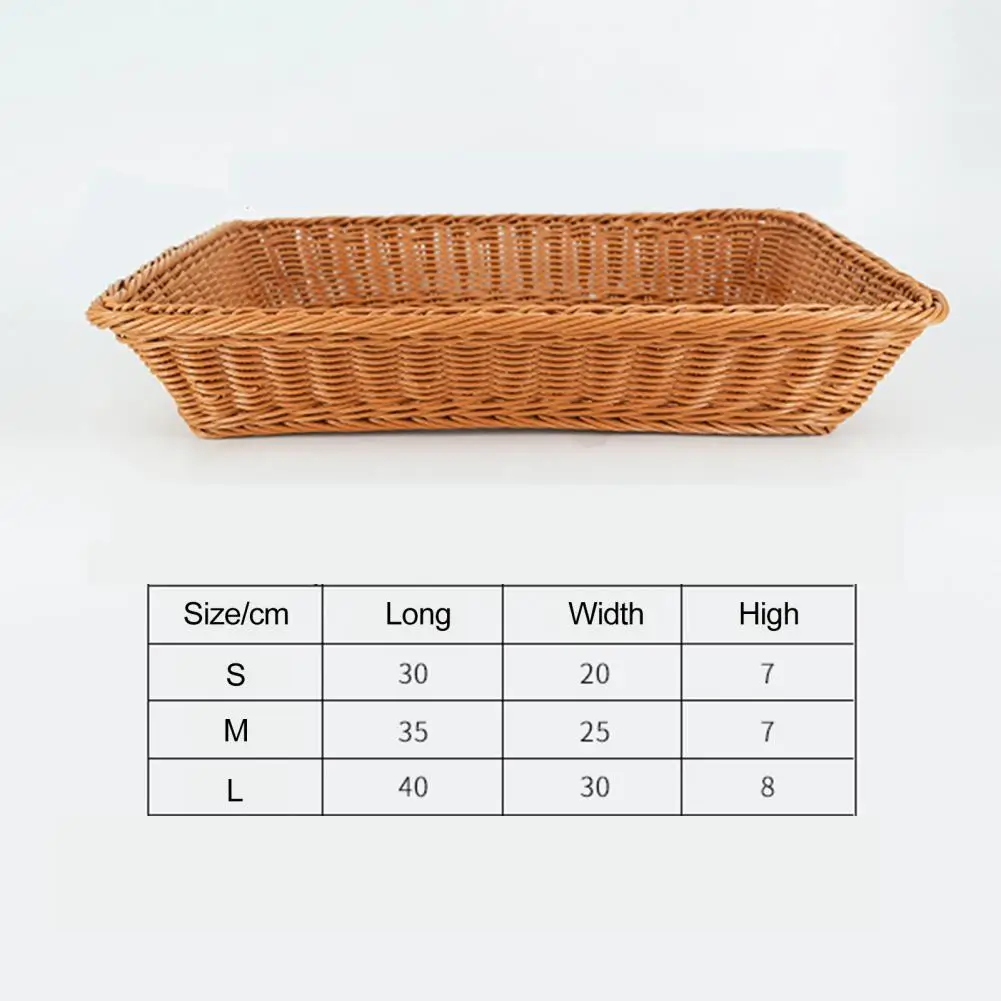 Rattan Wicker Basket Durable Counter Tabletop Rectangular Woven Tray Reusable Rattan Serving Tray
