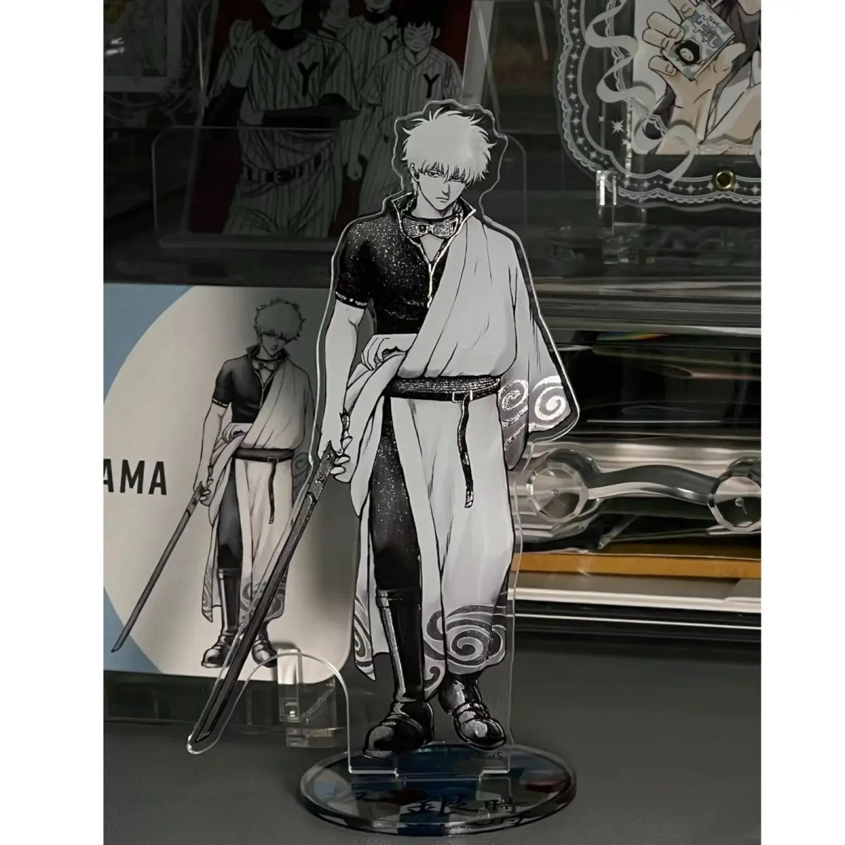 Саката Гинтоки, игрушечные фигурки, акриловая подставка, аниме, фигурка, орнамент, модель, аксессуары, подарок другу, игрушка GINTAMA