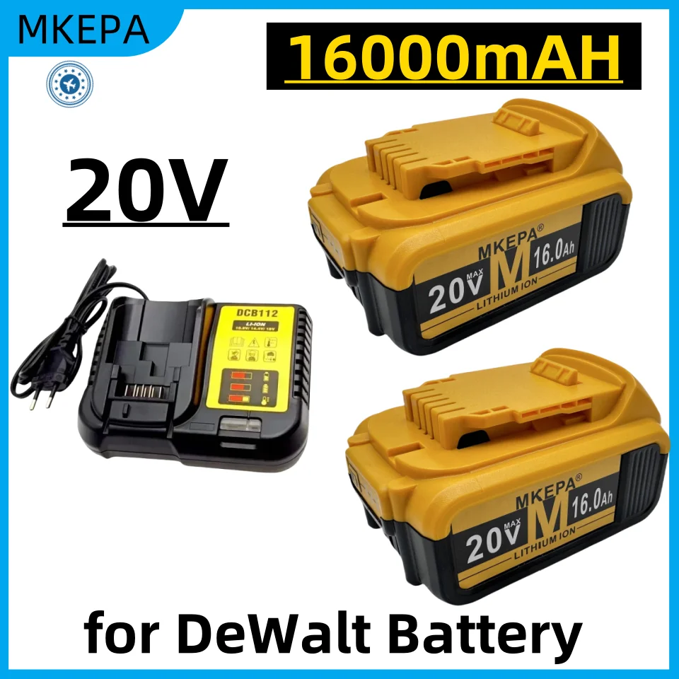 New 100% Original 16000mAh 20V for Dewalt Power Tool Battery DCB206 20V 12.0Ah Battery DCB206 20V Battery DCB205 DCB204-2 DCB200