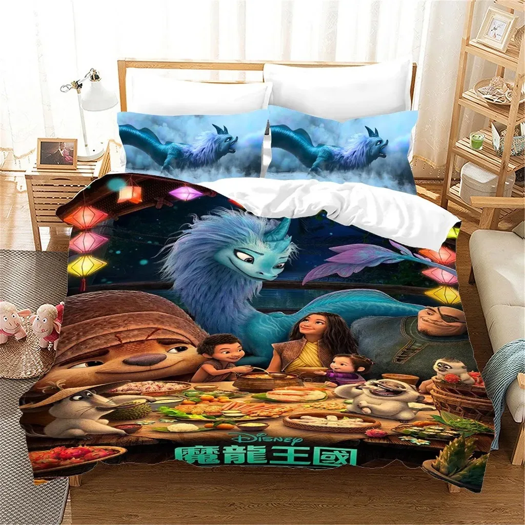 

Disney Raya And The Last Dragon Bedding Set Anime 3D Print Quilt Cover With Pillowcase Kawaii Bedroom Decor Quilt Cover