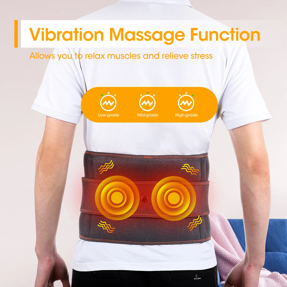 Electric Infrared Heating Belt Waist Massager Red Light Hot Compress Lumbar Back Support Brace Vibration Massage Pain Relief