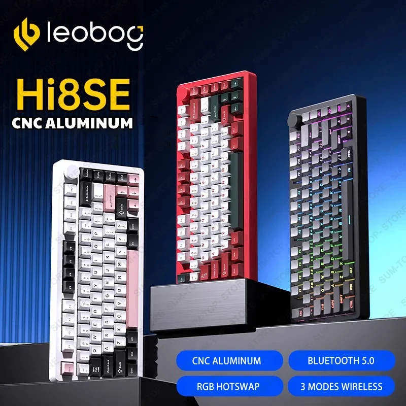 LEOBOG Hi8SE Wireless Aluminum Mechanical keyboard 80Keys Gaming Bluetooth 2.4G Wired RGB Hotswap Gamer Non-contact Keyboard