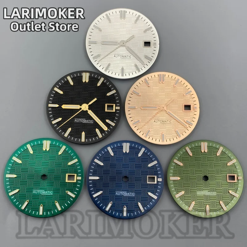 

LARIMOKER 31mm Silver Black Men's New Watch Dial with Hands Green Luminous Suitable for NH35 Automatic Movement Watch Parts