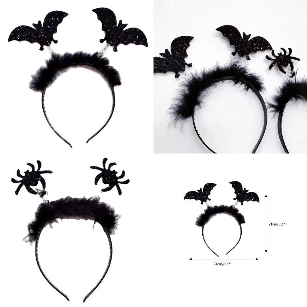 

652F Goth Students Photoshoot Hairband Bat Wings Hairhoop Black Color