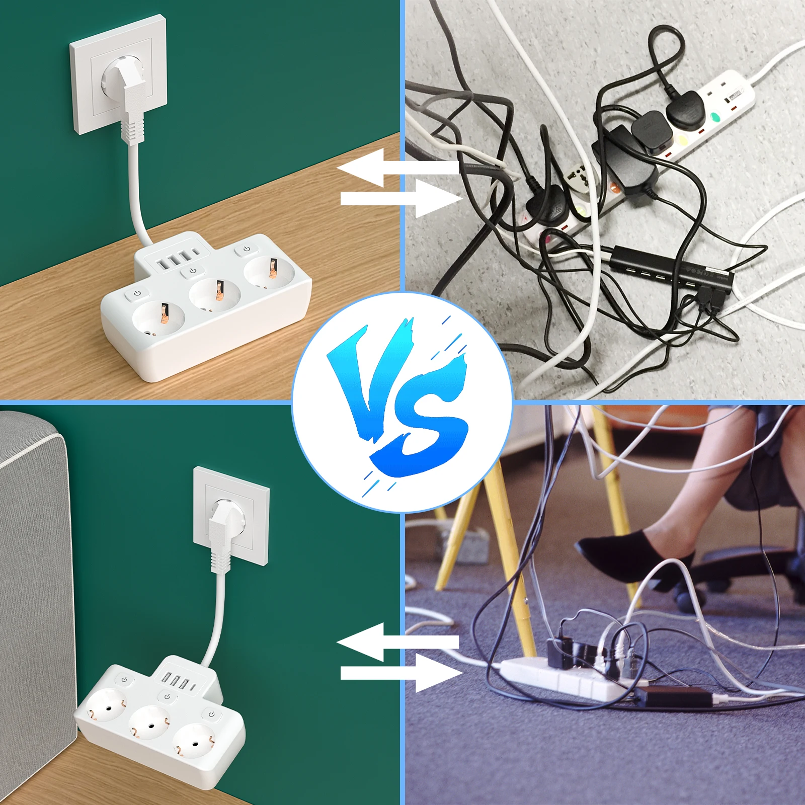 Imagem -05 - Plug Power Strip Socket Cabo de Extensão Multi-way Proteção Switch 3ac Usb e Usb c Adaptador de Energia eu