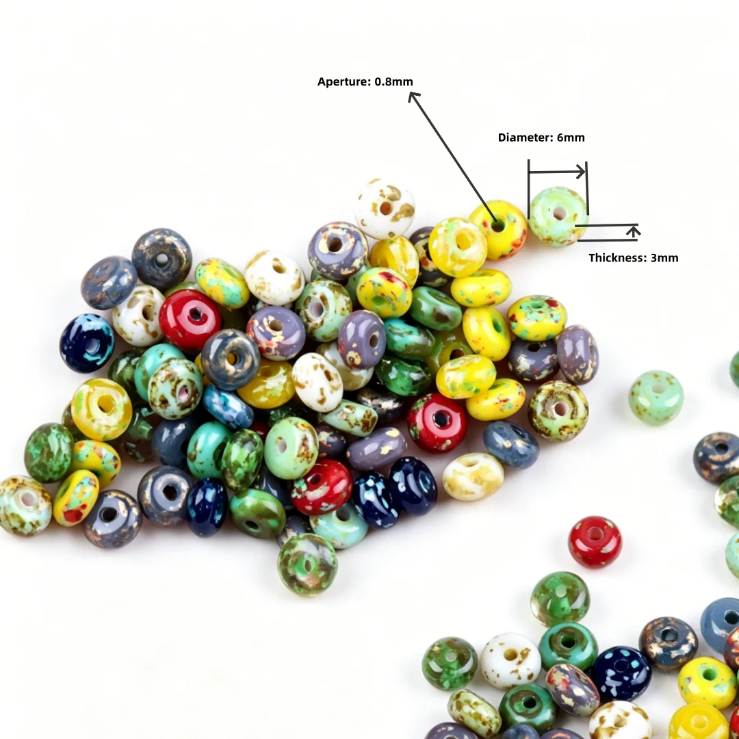 3x6mm non fading vintage Picasso abacus beads glass beads flat beads handmade DIY bracelet necklace accessories bead material